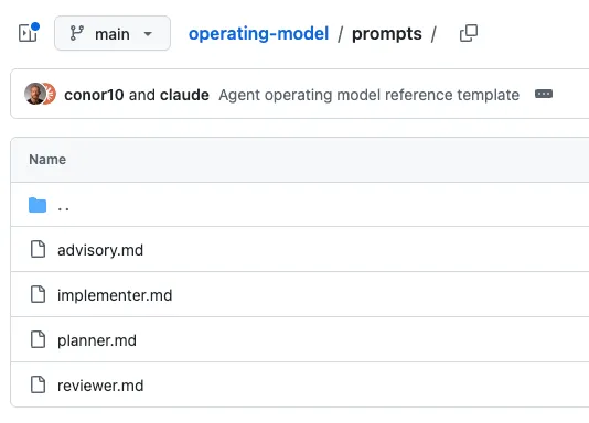Default agent skills used in the operating model