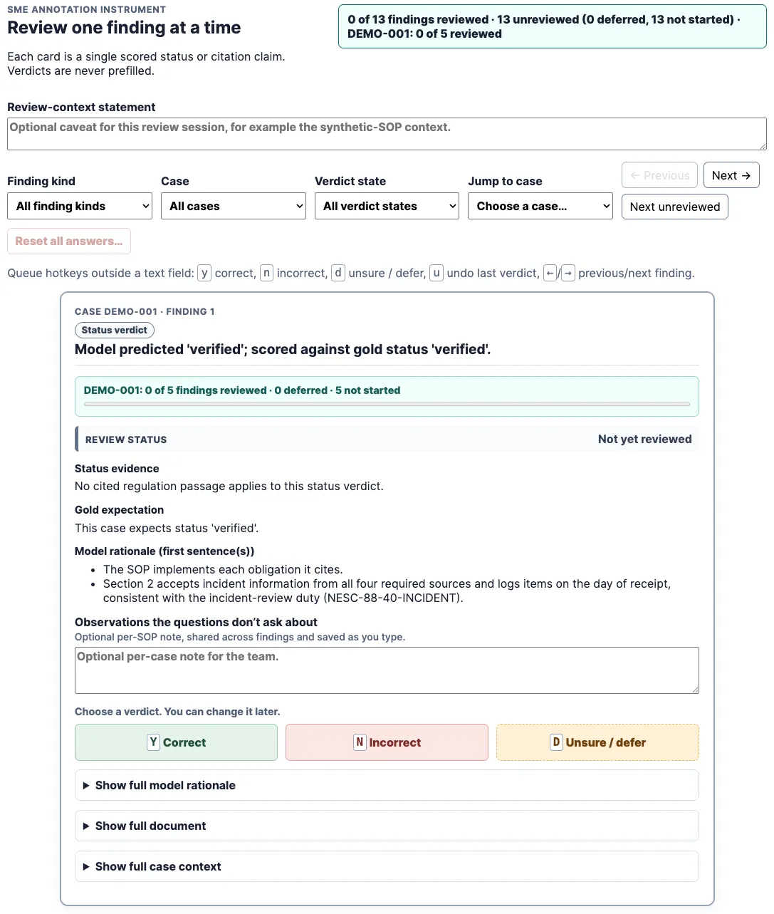 Updated SME review document format HTML page